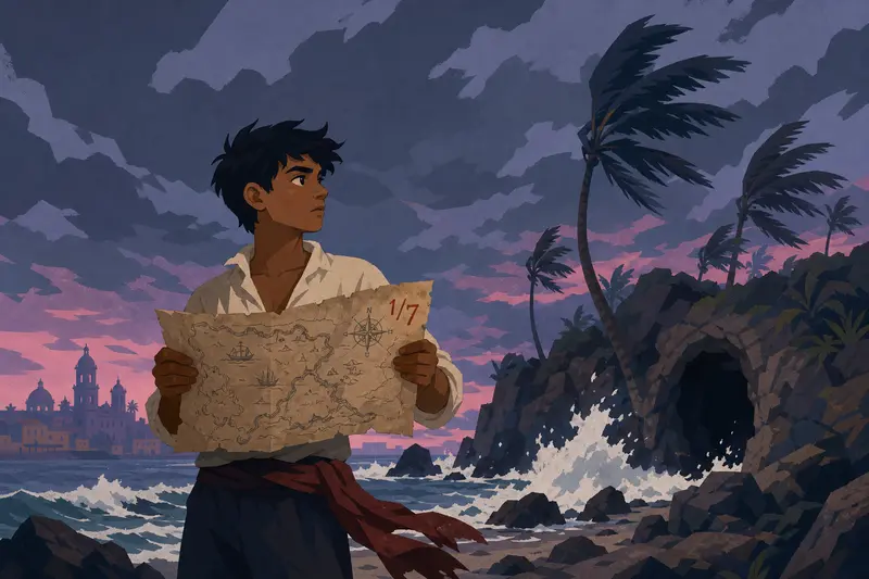 Cover illustration for Seven Storms, B1 Spanish story