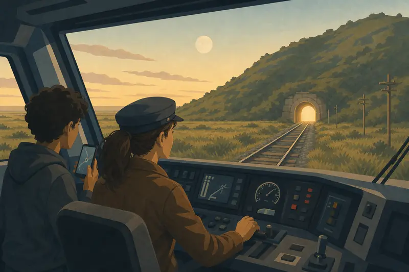 Cover illustration for The Man Who Built the Tunnel, A2 Spanish story