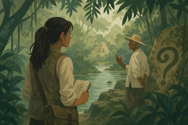 Cover illustration for The Guide Who Spoke in Questions, B1 Spanish story