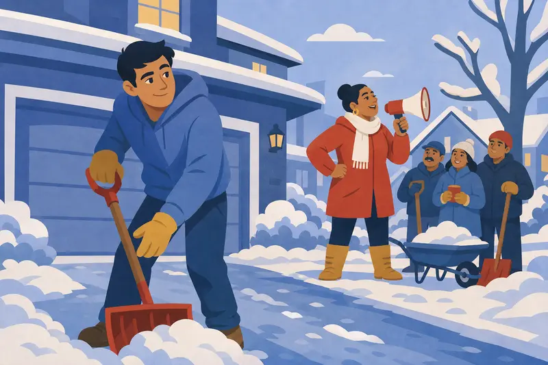 Cover illustration for The Shovel Samaritan, B2 Spanish story