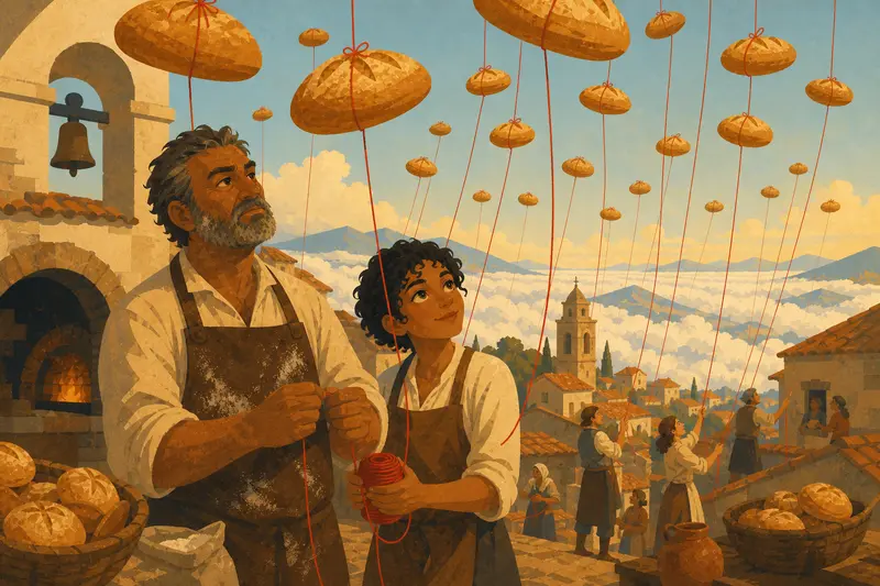 Cover illustration for The Hundredth Loaf, B2 Spanish story
