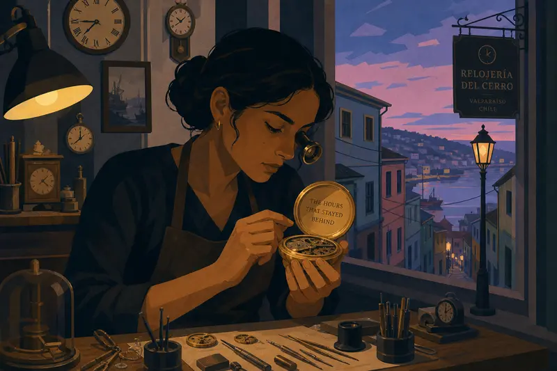 Cover illustration for The Hours That Stayed Behind, B2 Spanish story
