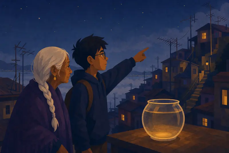 Cover illustration for The Antenna Boy, A0 Spanish story