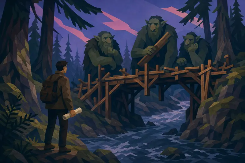 Cover illustration for The Crooked Bridge, B1 Spanish story