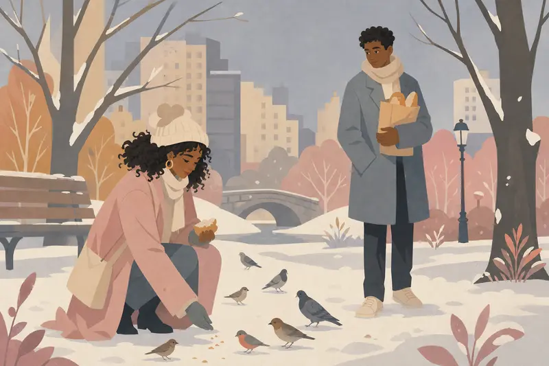 Cover illustration for Bread and Birds, A0 Spanish story