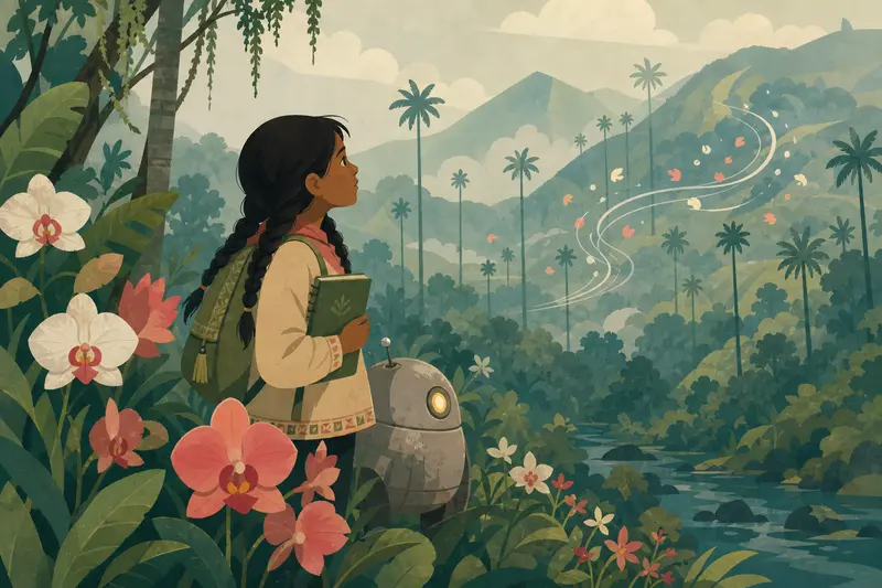 Cover illustration for The Song With No Bird, A1 Spanish story