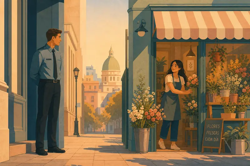 Cover illustration for Seven O'Clock Smile, A1 Spanish story