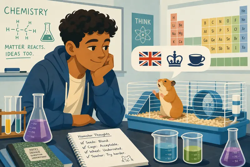 Cover illustration for The Hamster Who Preferred English, A2 Spanish story