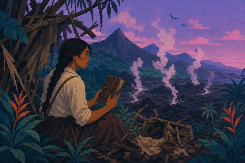 Cover illustration for The Castaway's Journal, C1 Spanish story