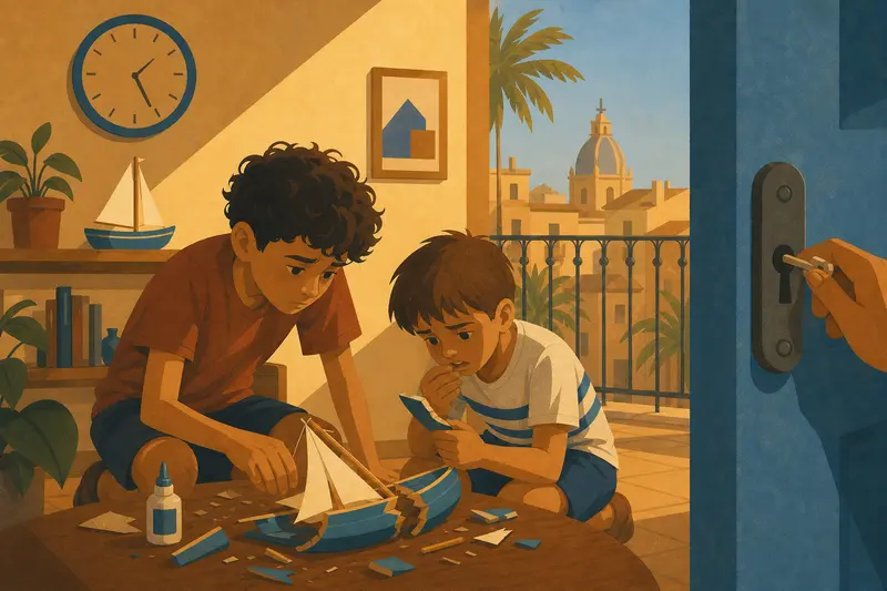 Cover illustration for Four Hands, A1 Spanish story