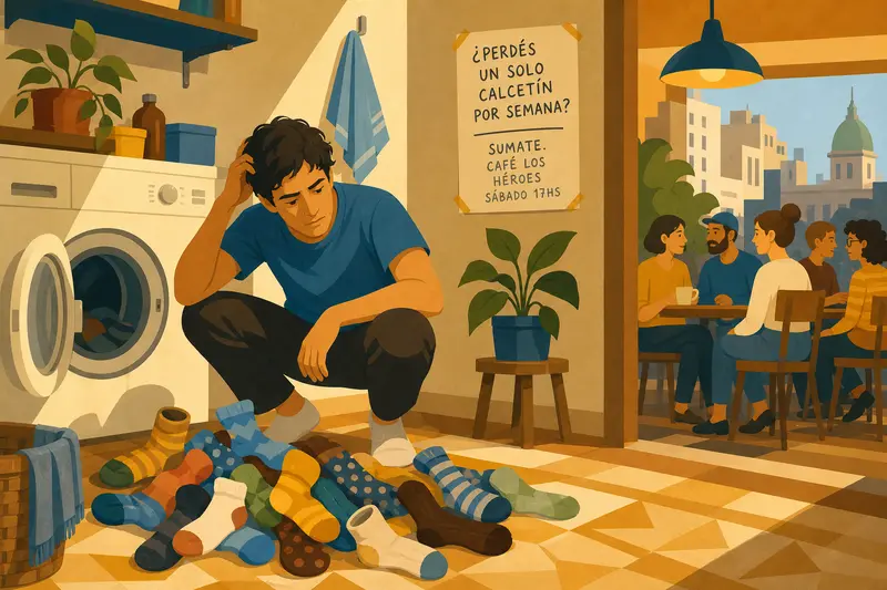 Cover illustration for The Single Sock Club, A2 Spanish story