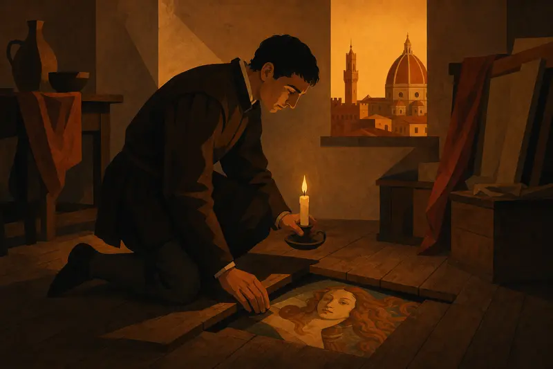 Cover illustration for The Canvas Beneath the Bed, C1 Spanish story