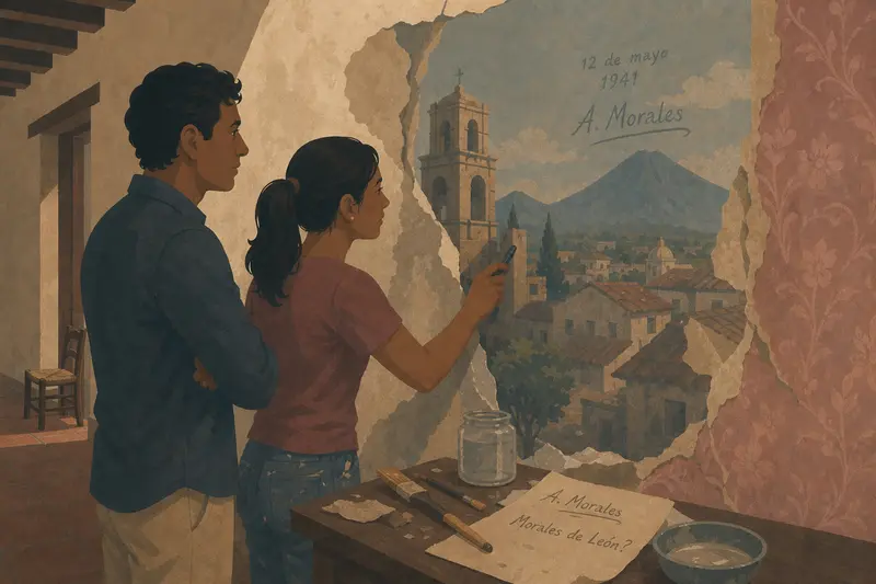 Cover illustration for A Signature in the Plaster, B2 Spanish story