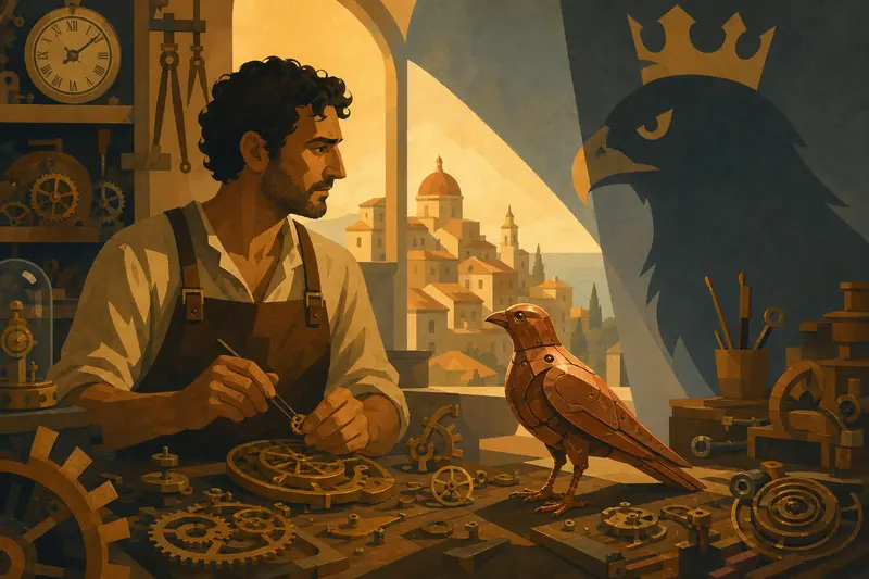Cover illustration for The Clockmaker's Wager, B2 Spanish story