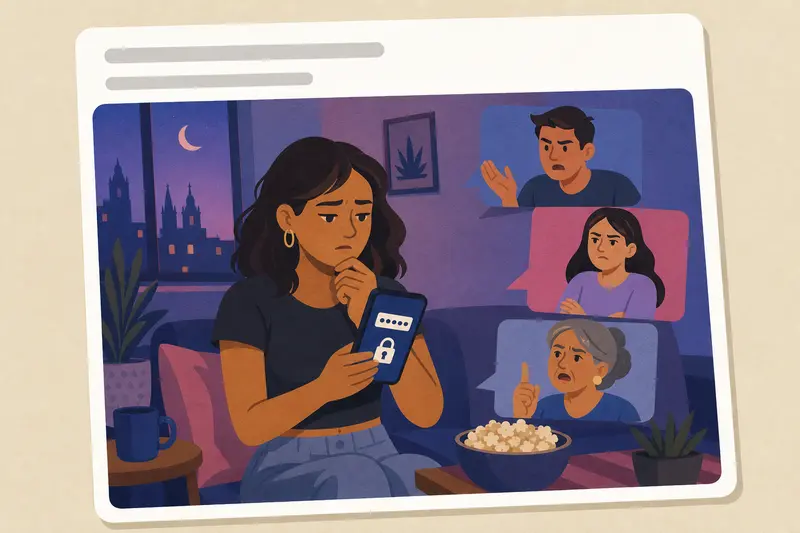 Cover illustration for AITJ for changing my streaming password so my ex can't watch movies anymore?, A2 Spanish story
