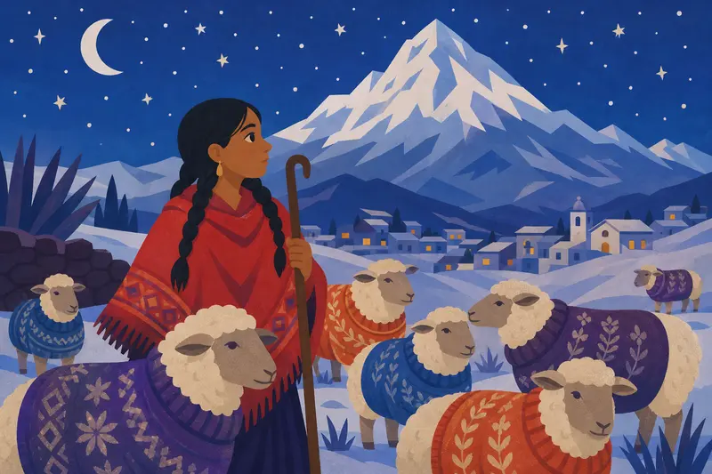Cover illustration for The Midnight Knitter, A2 Spanish story