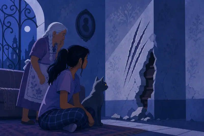 Cover illustration for The Hollow Wall, A2 Spanish story