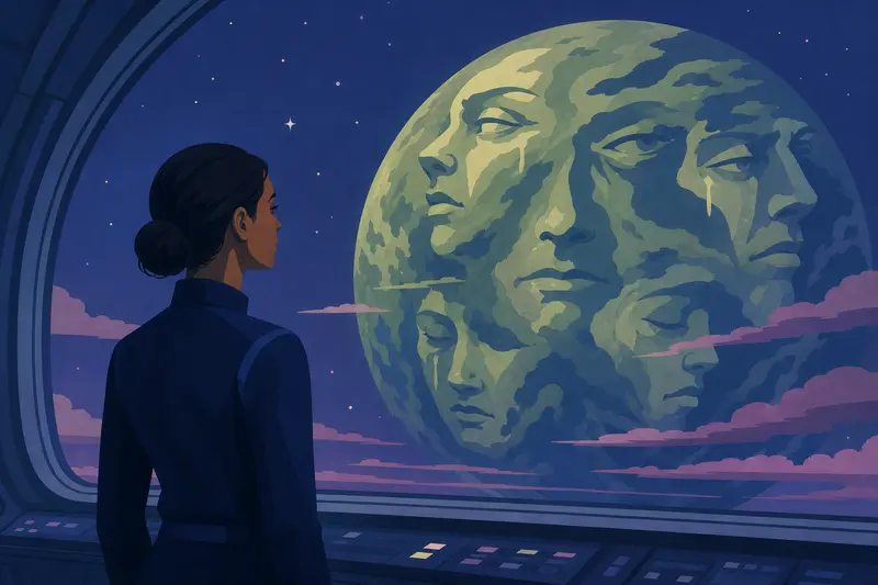 Cover illustration for The Planet That Remembers, C1 Spanish story