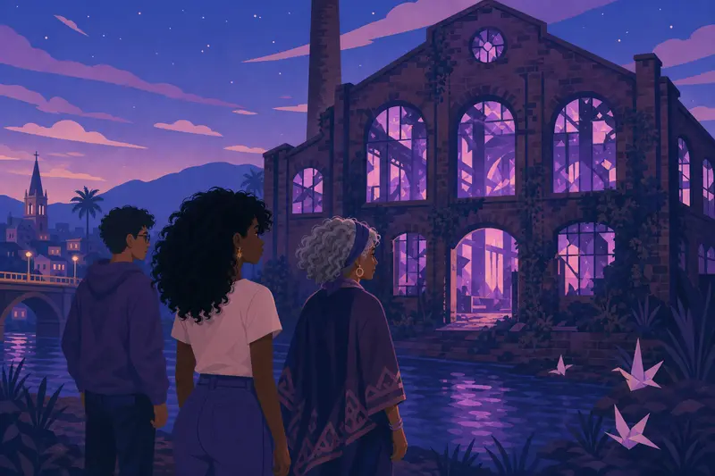 Cover illustration for The Glassworks by the River, B1 Spanish story