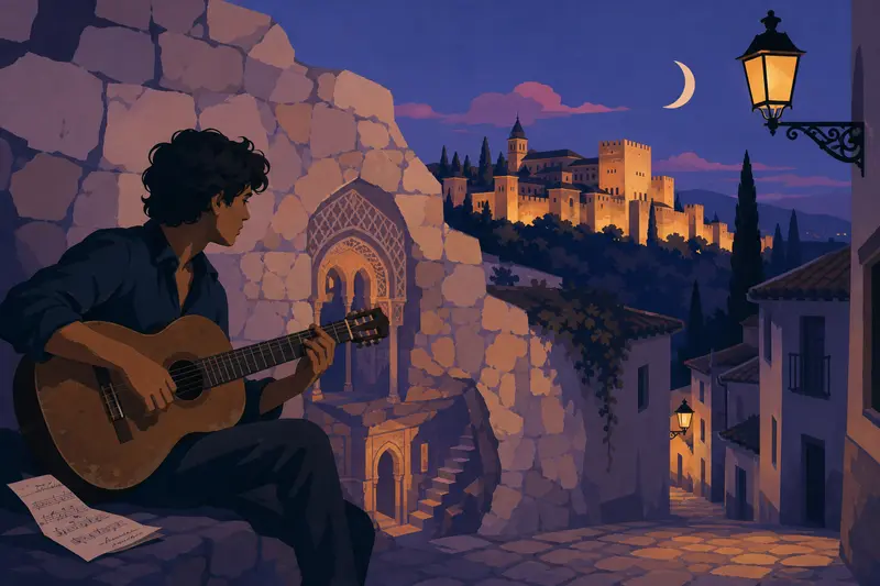 Cover illustration for The Melody That Opens Stone, B1 Spanish story