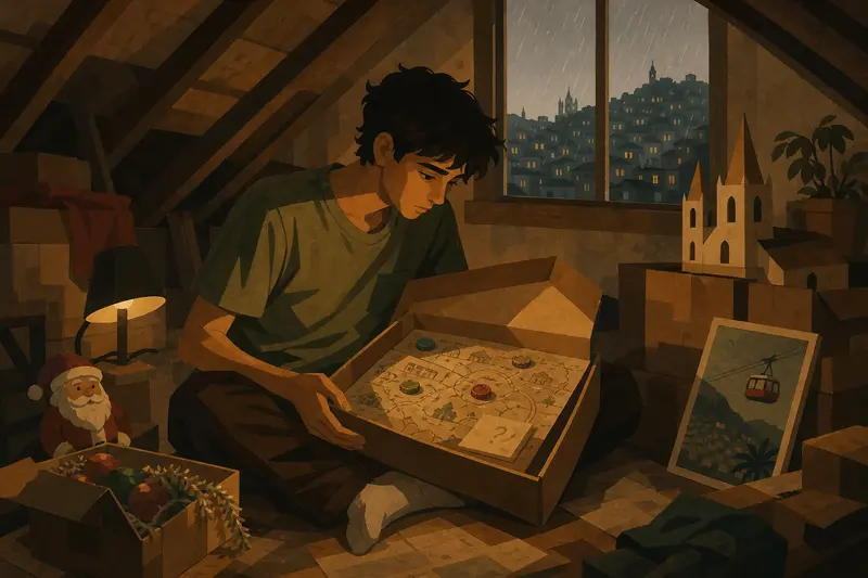 Cover illustration for The Box Under the Dust, B1 Spanish story