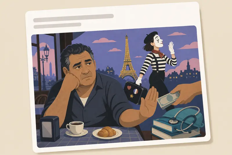 Cover illustration for AITJ for withdrawing financial support from my daughter after she dropped out of medical school to become a mime in Paris?, C1 Spanish story