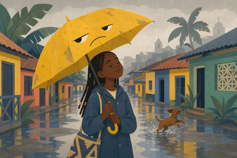 Cover illustration for The Puddle Dance, A2 Spanish story