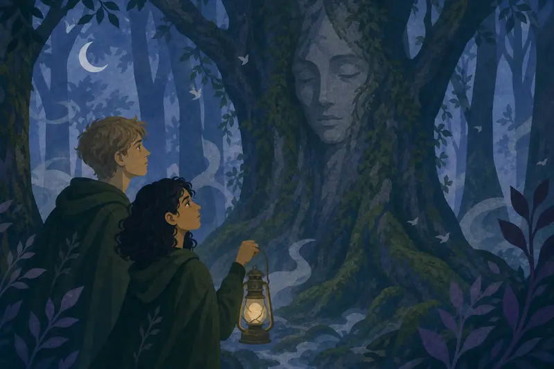 Cover illustration for The Face in the Oldest Tree, A2 Spanish story