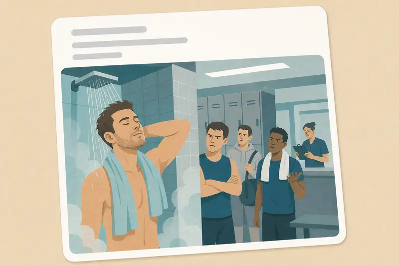Cover illustration for AITJ for taking 30-minute showers at the gym every morning?, B2 Spanish story