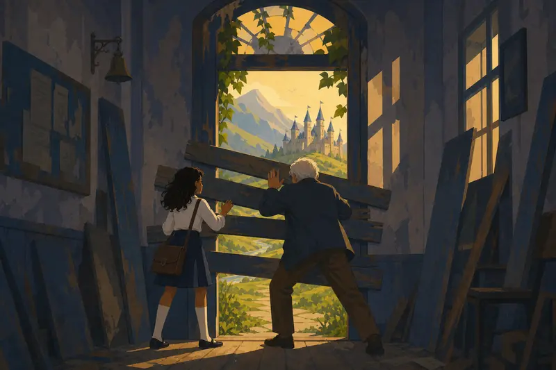Cover illustration for One Night, One Door, A1 Spanish story