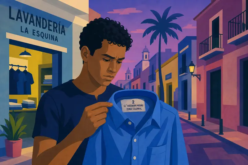 Cover illustration for Five Blue Shirts, A2 Spanish story
