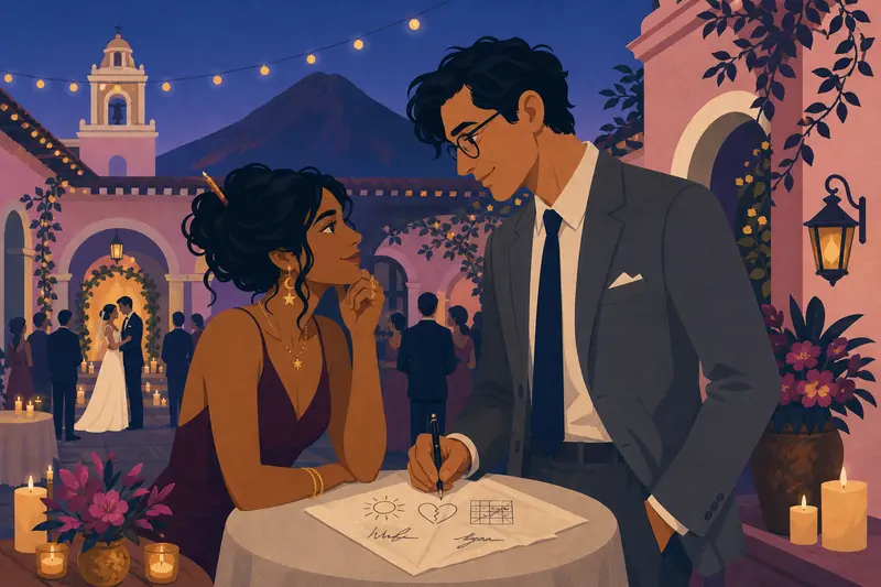 Cover illustration for Bad Omens at Table Seven, C1 Spanish story