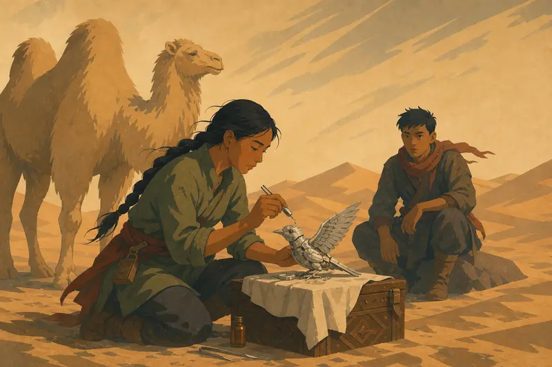 Cover illustration for A Patient Made of Silver, B1 Spanish story