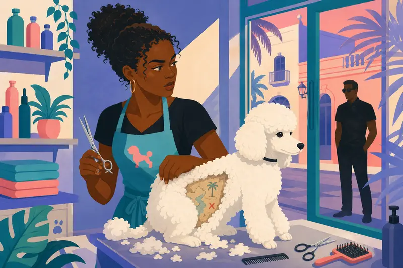 Cover illustration for The Map Beneath the Curls, C1 Spanish story