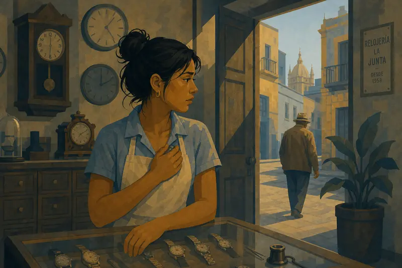 Cover illustration for The Name Inside the Watch, A2 Spanish story