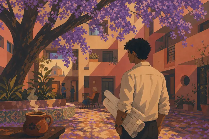 Cover illustration for The Patio That Stayed, B2 Spanish story