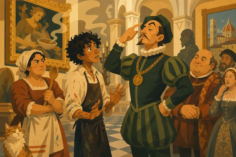Cover illustration for The Eyebrow of Averardo, B2 Spanish story