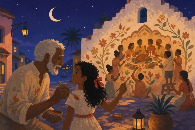 Cover illustration for A Feast of a Hundred Hands, B1 Spanish story