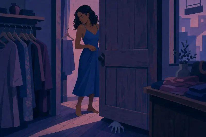 Cover illustration for The Hand Under the Door, A1 Spanish story
