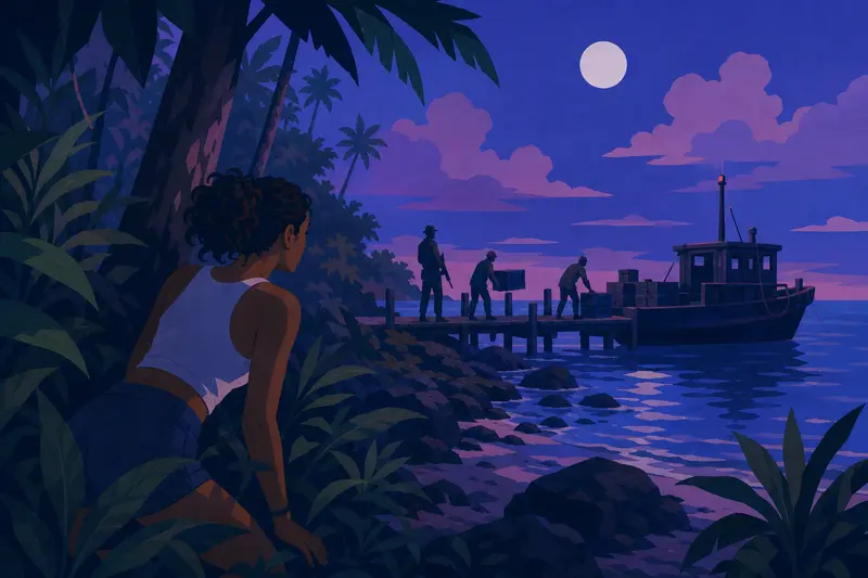 Cover illustration for The Midnight Cargo, B1 Spanish story