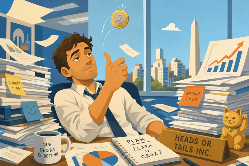 Cover illustration for Heads or Tails Inc., B2 Spanish story