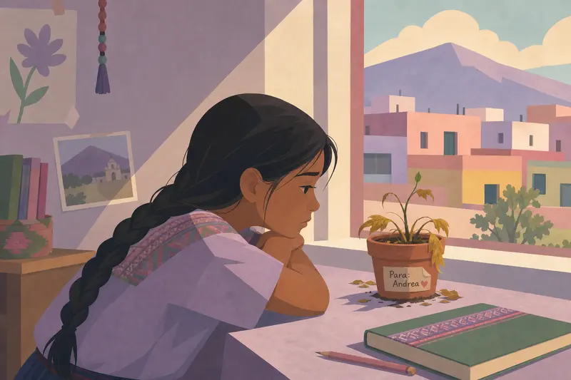 Cover illustration for The Quiet Friend, A0 Spanish story