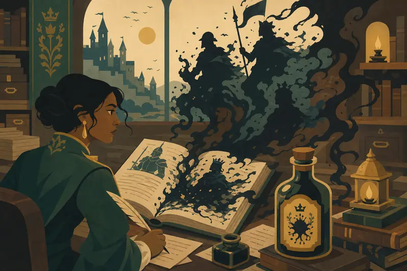 Cover illustration for The Ink That Ate the Dead, C1 Spanish story