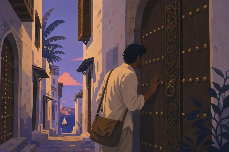 Cover illustration for The Door That Smells of Cloves, C1 Spanish story