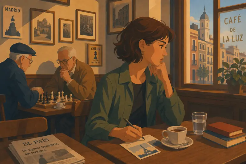 Cover illustration for The Second Postcard, A2 Spanish story